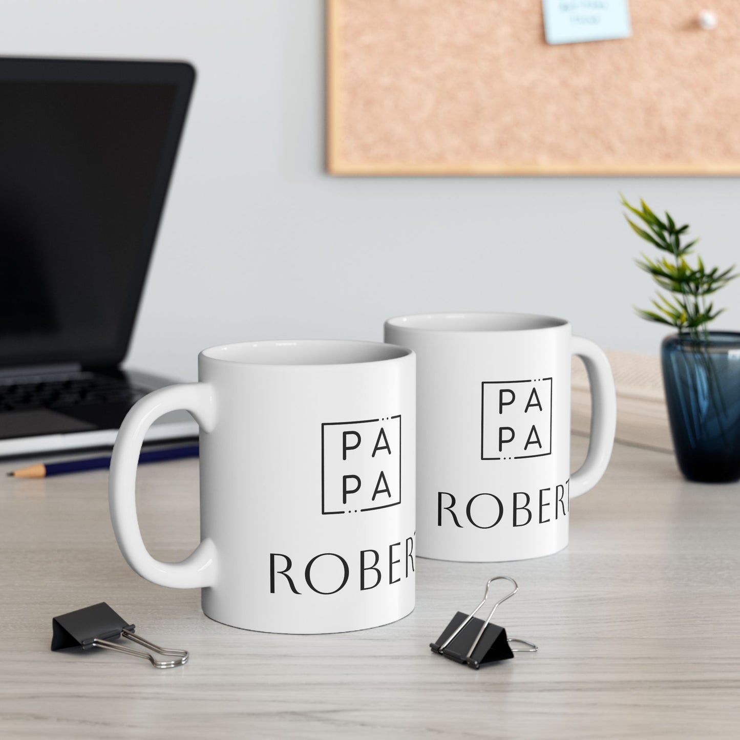 Customizable Ceramic Mug , PAPA + Name (11oz,15oz)