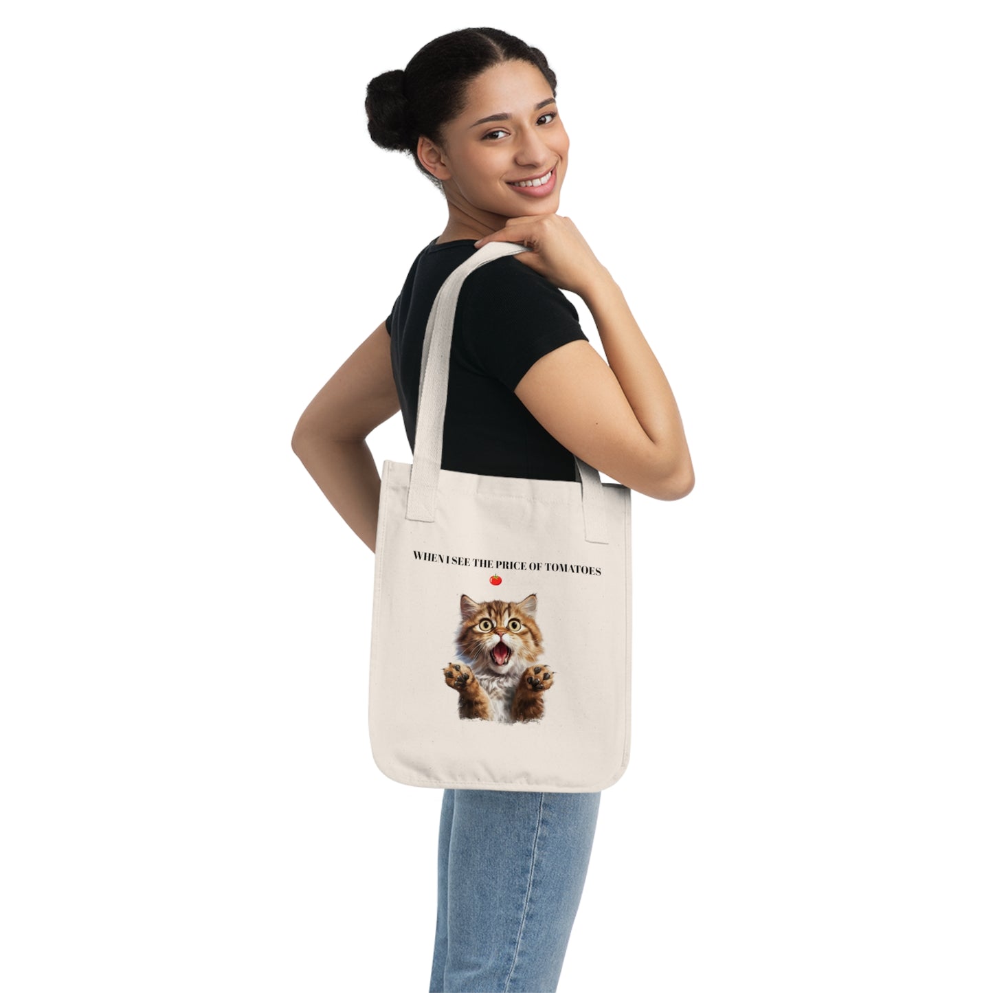 Tote Bag Organic Canvas , Funny Cat