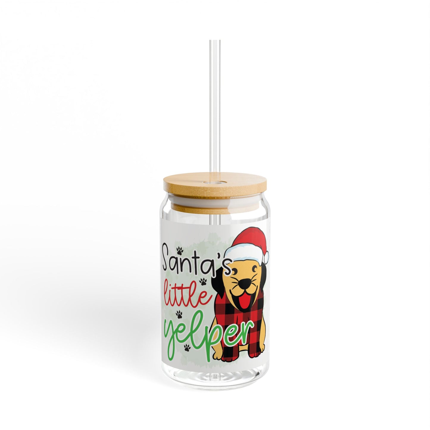 Sipper Glass, Santa´s Little Yelper 16oz