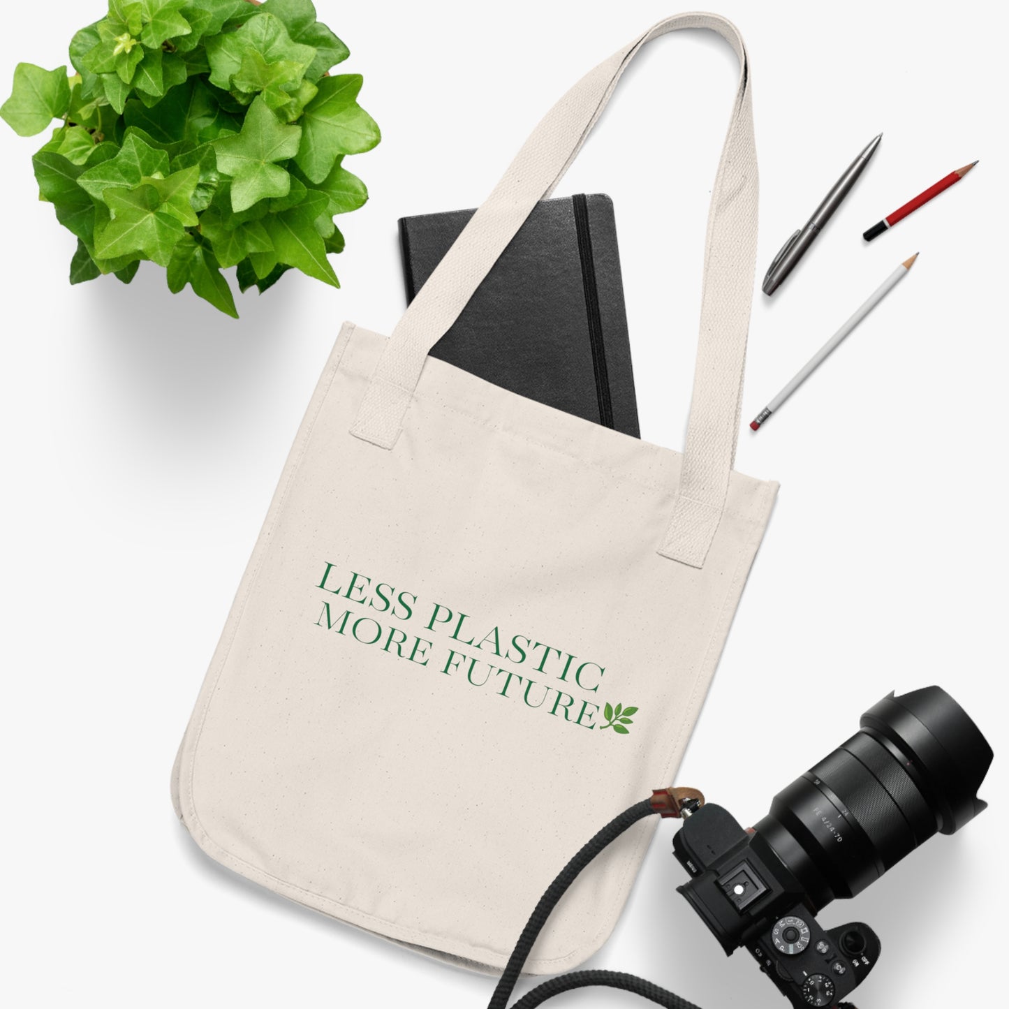 Organic Tote Bag - Less Plastic More Future🌿