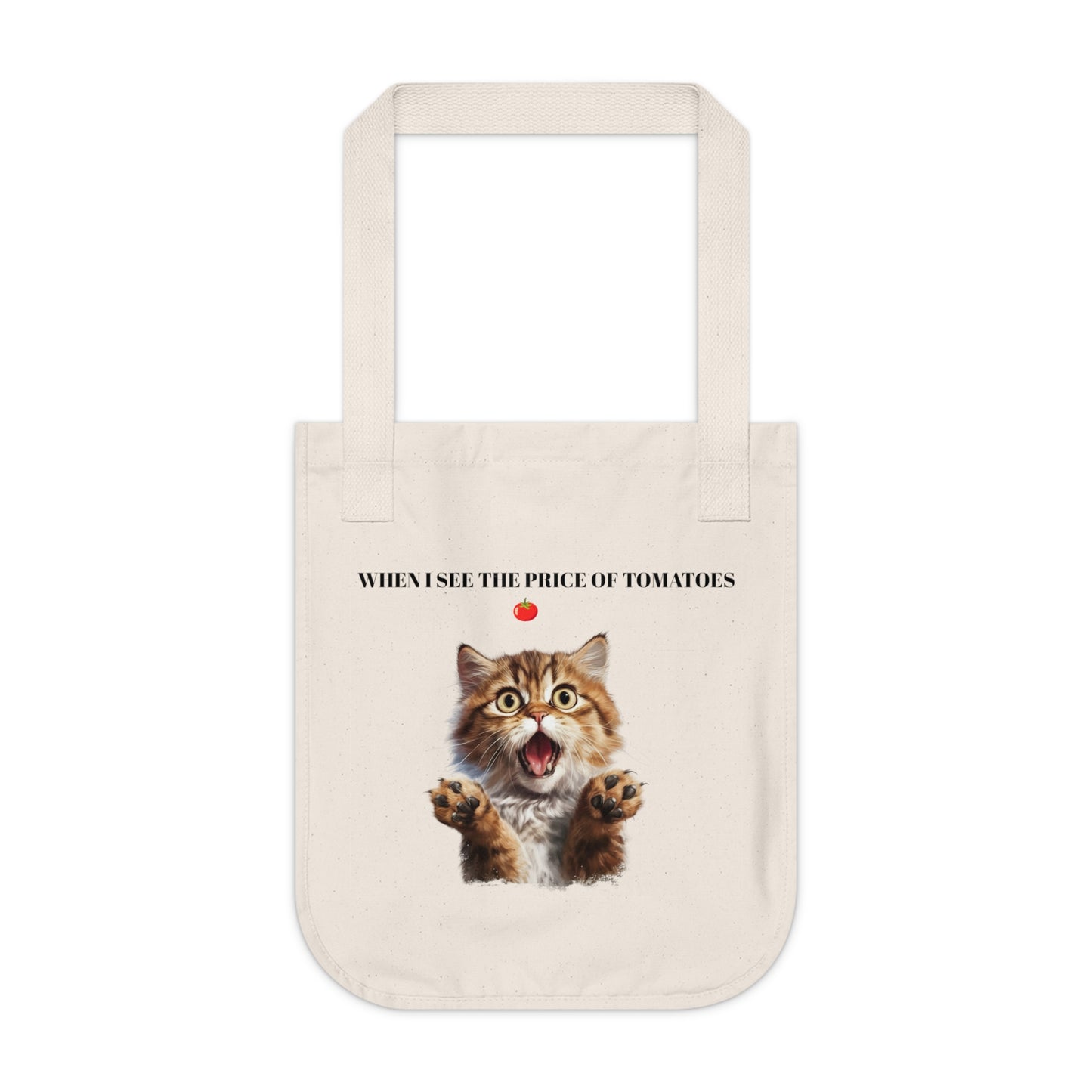 Tote Bag Organic Canvas , Funny Cat