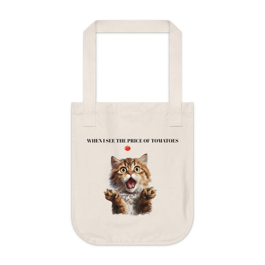 Tote Bag Organic Canvas , Funny Cat